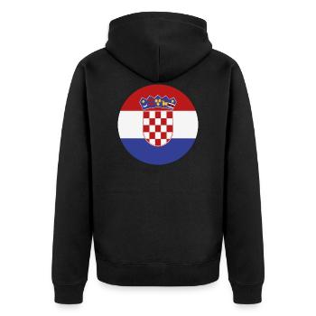 Kroatien Flagge Hrvatska Land Croatia Kroate Deko - Unisex Premium Bio Zip Hoodie - Schwarz - Hinten - Nico (187cm)