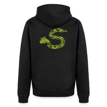 schlange s - Unisex Premium Bio Zip Hoodie - Schwarz - Hinten - Nico (187cm)