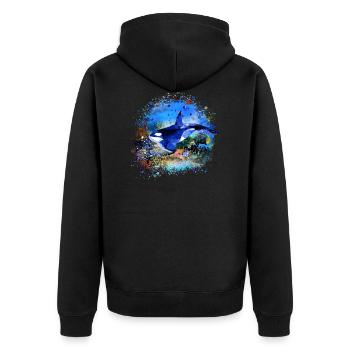 whale,colorful,aquarium,fish,sea,underwater - Unisex Premium Organic Zip Hoodie - black - Back - Nico (187cm)