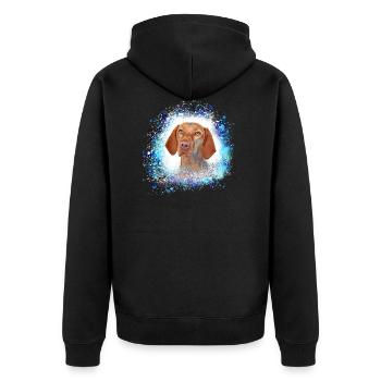 vizsla ,chien,weimaraner,dogge,marron.graffiti,bleu - Veste à capuche bio Premium Unisexe - noir - Dos - Nico (187cm)