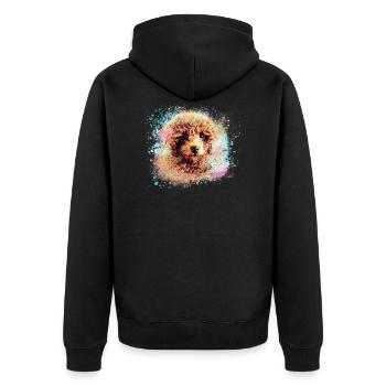 maltipoo, poodle, dog , painting,doodle,pastel - Unisex Premium Organic Zip Hoodie - black - Back - Nico (187cm)