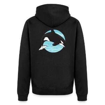 Épaulard dans Ocean Circle - Veste à capuche bio Premium Unisexe - noir - Dos - Nico (187cm)
