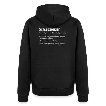 Schlagzeuger Definition Schlagzeug Drummer - Unisex Premium Bio Zip Hoodie - Schwarz - Hinten - Nico (187cm)