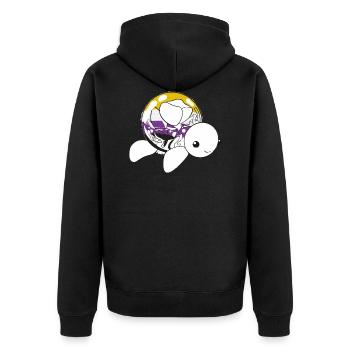 Non binary turtle - Unisex Premium Organic Zip Hoodie - black - Back - Nico (187cm)