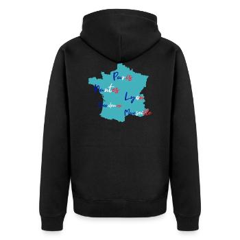 Frankreich - Unisex Premium Bio Zip Hoodie - Schwarz - Hinten - Nico (187cm)