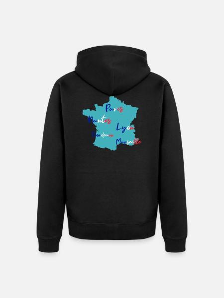 Frankreich - Unisex Premium Bio Zip Hoodie - Schwarz
