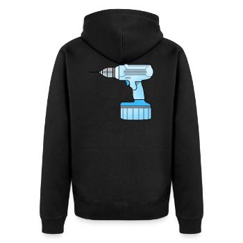 Bohrmaschine - Unisex Premium Bio Zip Hoodie - Schwarz - Hinten - Nico (187cm)