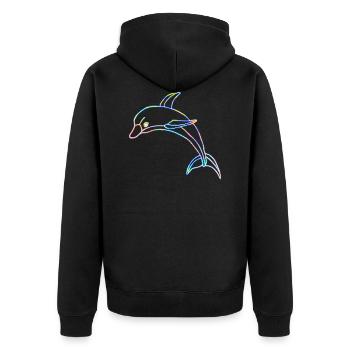 dolphin - Unisex Premium Organic Zip Hoodie - black - Back - Nico (187cm)