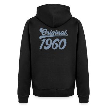T Shirt Geburtstag Original 1960 - Unisex Premium Bio Zip Hoodie - Schwarz - Hinten - Nico (187cm)