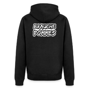 Pommes - Unisex Premium Bio Zip Hoodie - Schwarz - Hinten - Nico (187cm)