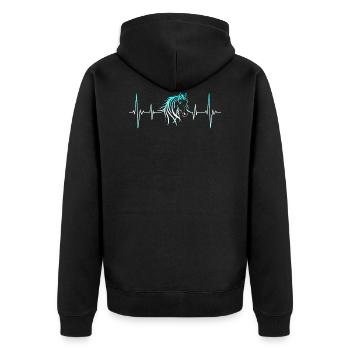 Horses mare rider heartbeat - Unisex Premium Organic Zip Hoodie - black - Back - Nico (187cm)
