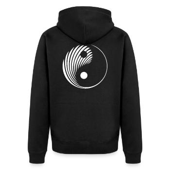 Yin Yang - Unisex Premium Bio Zip Hoodie - Schwarz - Hinten - Nico (187cm)