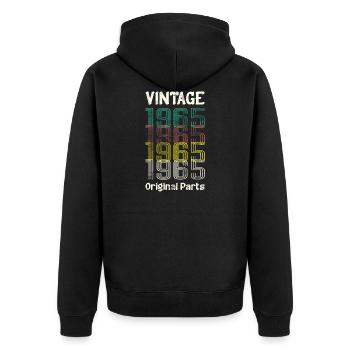 Vintage 1965 Original Parts. 65 Birthday Retro - Unisex Premium Organic Zip Hoodie - black - Back - Nico (187cm)