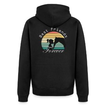 Best Friends forever - Pferdeliebe - Unisex Premium Bio Zip Hoodie - Schwarz - Hinten - Nico (187cm)