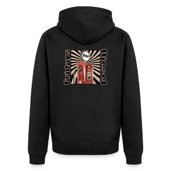 Fridays for Diesel Design - Unisex Premium Bio Zip Hoodie - Schwarz - Hinten - Nico (187cm)