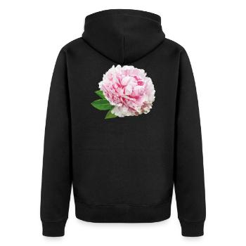 Pfingstrose - Unisex Premium Bio Zip Hoodie - Schwarz - Hinten - Nico (187cm)