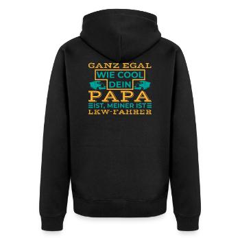 Papa LKW-fahrer Geschenk Disponenten - Unisex Premium Bio Zip Hoodie - Schwarz - Hinten - Nico (187cm)