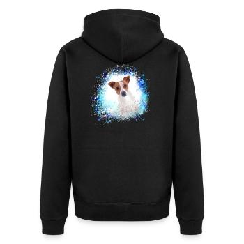 russel terrier, terrier, Jack Russell Terrier,bleu - Veste à capuche bio Premium Unisexe - noir - Dos - Nico (187cm)