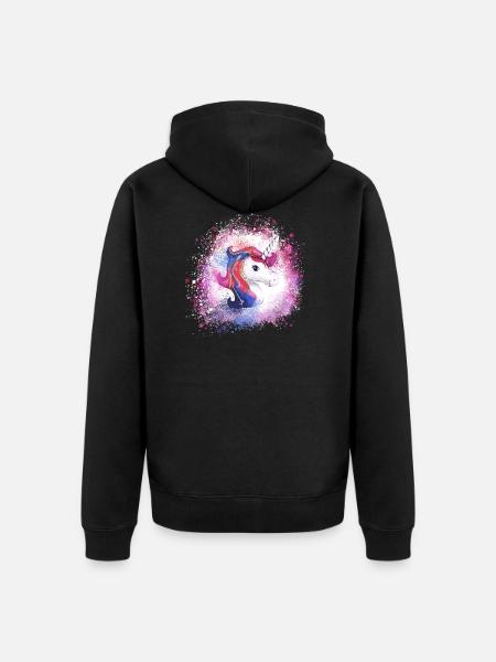 einhorn ,kopf, rosa,pferd, graffiti,malerei - Unisex Premium Bio Zip Hoodie - Schwarz