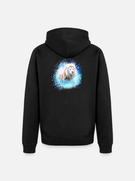 lion,,lion's head, graffiti, blue,white lion - Unisex Premium Organic Zip Hoodie - black
