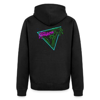 San Junipero Miata - Unisex Premium Bio Zip Hoodie - Schwarz - Hinten - Nico (187cm)