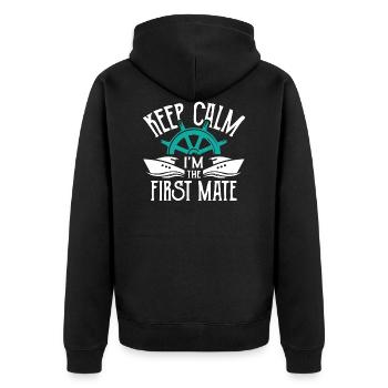 Keep Calm I m The First Mate Sailor - Unisex Premium Bio Zip Hoodie - Schwarz - Hinten - Nico (187cm)