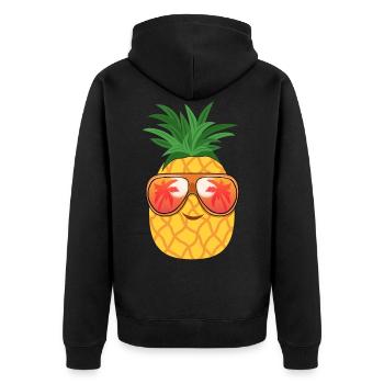 Pineapple sunglasses summer - Unisex Premium Organic Zip Hoodie - black - Back - Nico (187cm)