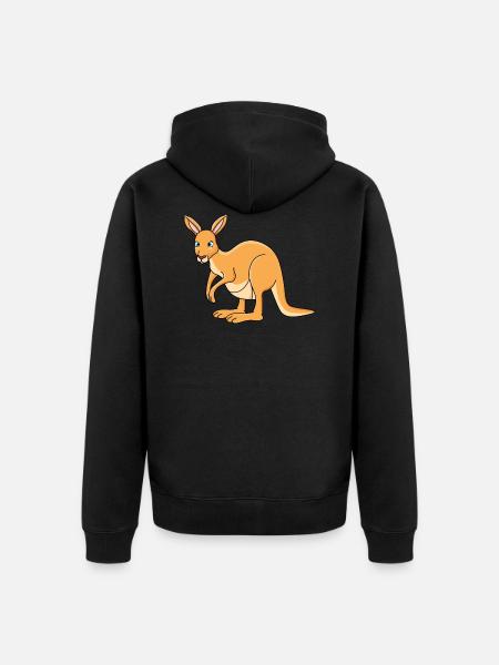 Kangaroo Cartoon - Unisex Premium Organic Zip Hoodie - black
