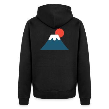 Fuji-Japan-Zeichnung günstige isthetisch Reise - Unisex Premium Bio Zip Hoodie - Schwarz - Hinten - Nico (187cm)
