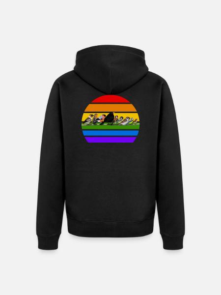 Have fugle regnbue fugl sort fugl elsker - Premium økologisk unisex-hættejakke - sort