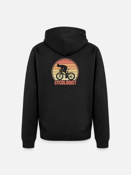 Cycologist Funny Cycling Saying Retro Bicycle - Unisex Premium Organic Zip Hoodie - black
