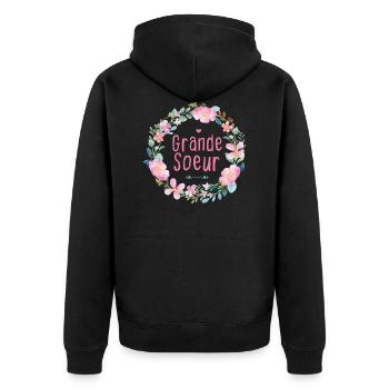 Grande Soeur Annonce de Grossesse Cadeau Naissance - Veste à capuche bio Premium Unisexe - noir - Dos - Nico (187cm)