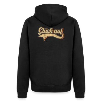 Glück auf - Unisex Premium Bio Zip Hoodie - Schwarz - Hinten - Nico (187cm)