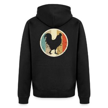 Hahn Gockel Geflügel - Unisex Premium Bio Zip Hoodie - Schwarz - Hinten - Nico (187cm)