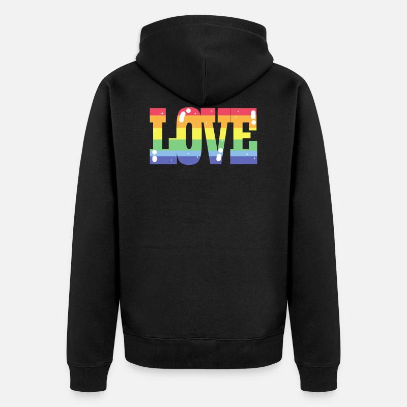 Pride Love Drapeau arc-en-ciel - Veste à capuche bio Premium Unisexe - noir