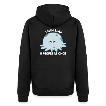 Funny Slapping Octopus - Octopus - Unisex Premium Organic Zip Hoodie - black - Back - Nico (187cm)