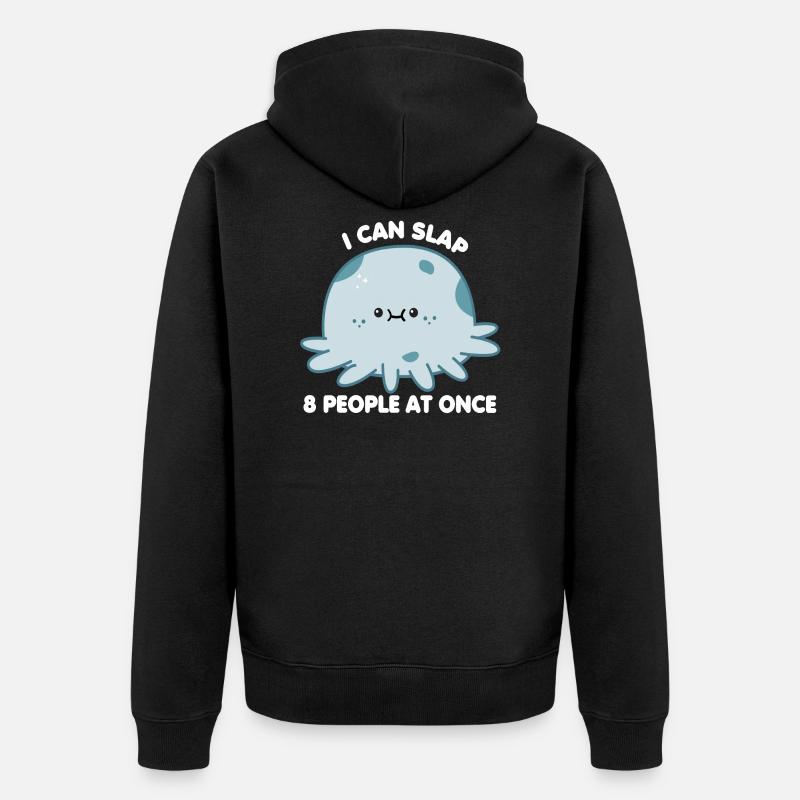 Funny Slapping Octopus - Octopus - Unisex Premium Organic Zip Hoodie - black