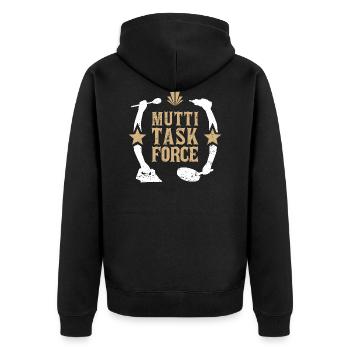 Mutter Multitasking Haushalt Mama Muttitasking - Unisex Premium Bio Zip Hoodie - Schwarz - Hinten - Nico (187cm)