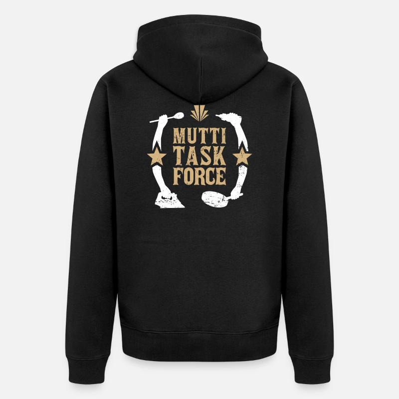 Mutter Multitasking Haushalt Mama Muttitasking - Unisex Premium Bio Zip Hoodie - Schwarz