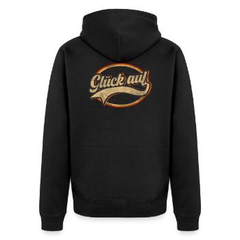 Glück auf - Unisex Premium Bio Zip Hoodie - Schwarz - Hinten - Nico (187cm)