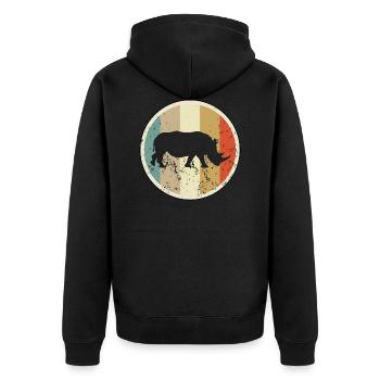 Nashorn - Unisex Premium Bio Zip Hoodie - Schwarz - Hinten - Nico (187cm)