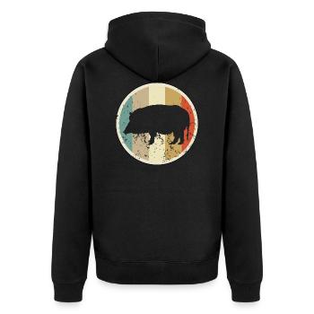 Wildschwein - Unisex Premium Bio Zip Hoodie - Schwarz - Hinten - Nico (187cm)