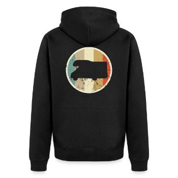 Wohnmobil Camping - Unisex Premium Bio Zip Hoodie - Schwarz - Hinten - Nico (187cm)
