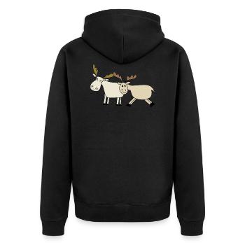 Elche - Unisex Premium Bio Zip Hoodie - Schwarz - Hinten - Nico (187cm)