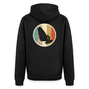 Windsurfen Windsurfer - Unisex Premium Bio Zip Hoodie - Schwarz - Hinten - Nico (187cm)