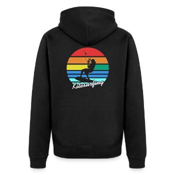 Kitesurfen - Unisex Premium Bio Zip Hoodie - Schwarz - Hinten - Nico (187cm)