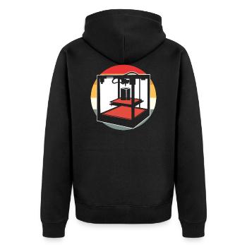 Retro 3D Printer - Unisex Premium Organic Zip Hoodie - black - Back - Nico (187cm)