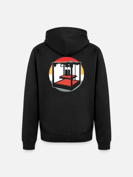 Retro 3D Printer - Unisex Premium Organic Zip Hoodie - black