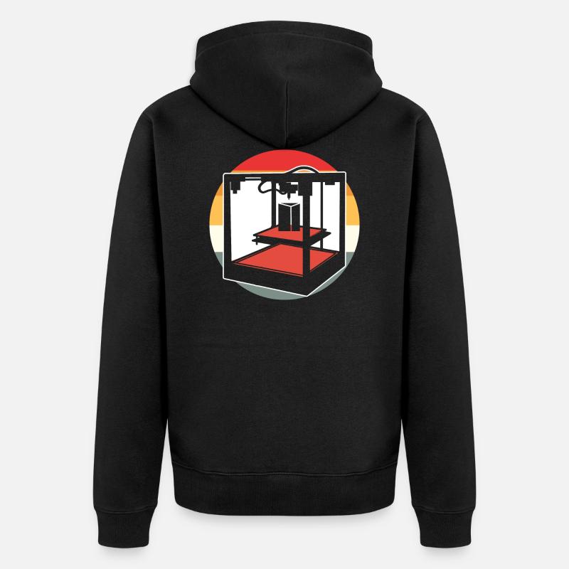 Retro 3D Drucker - Unisex Premium Bio Zip Hoodie - Schwarz