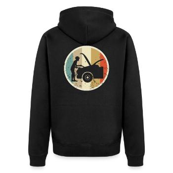 KFZ Mechaniker Schrauber Mechatroniker Werkstatt - Unisex Premium Bio Zip Hoodie - Schwarz - Hinten - Nico (187cm)